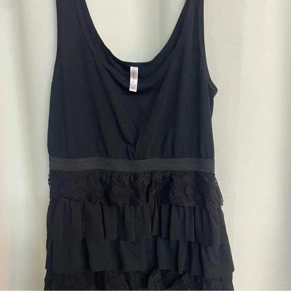 Xhilaration black sleeveless ruffled skirt dress size large - Picture 2 of 7